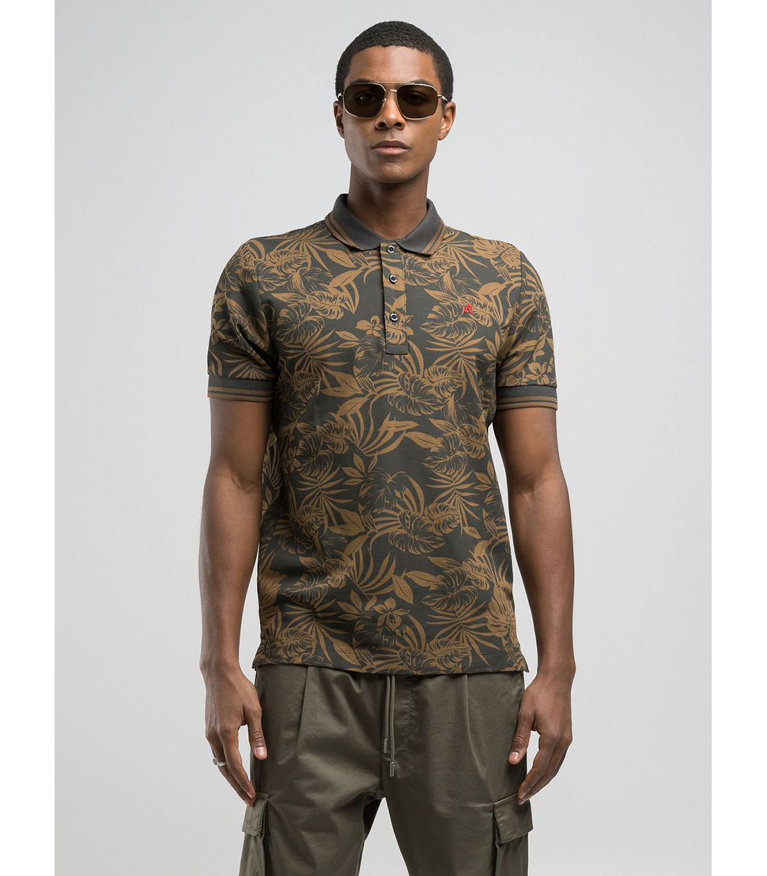 ボタニカルプリントコットンピケ ポロシャツ 詳細画像 ブロンズ 2